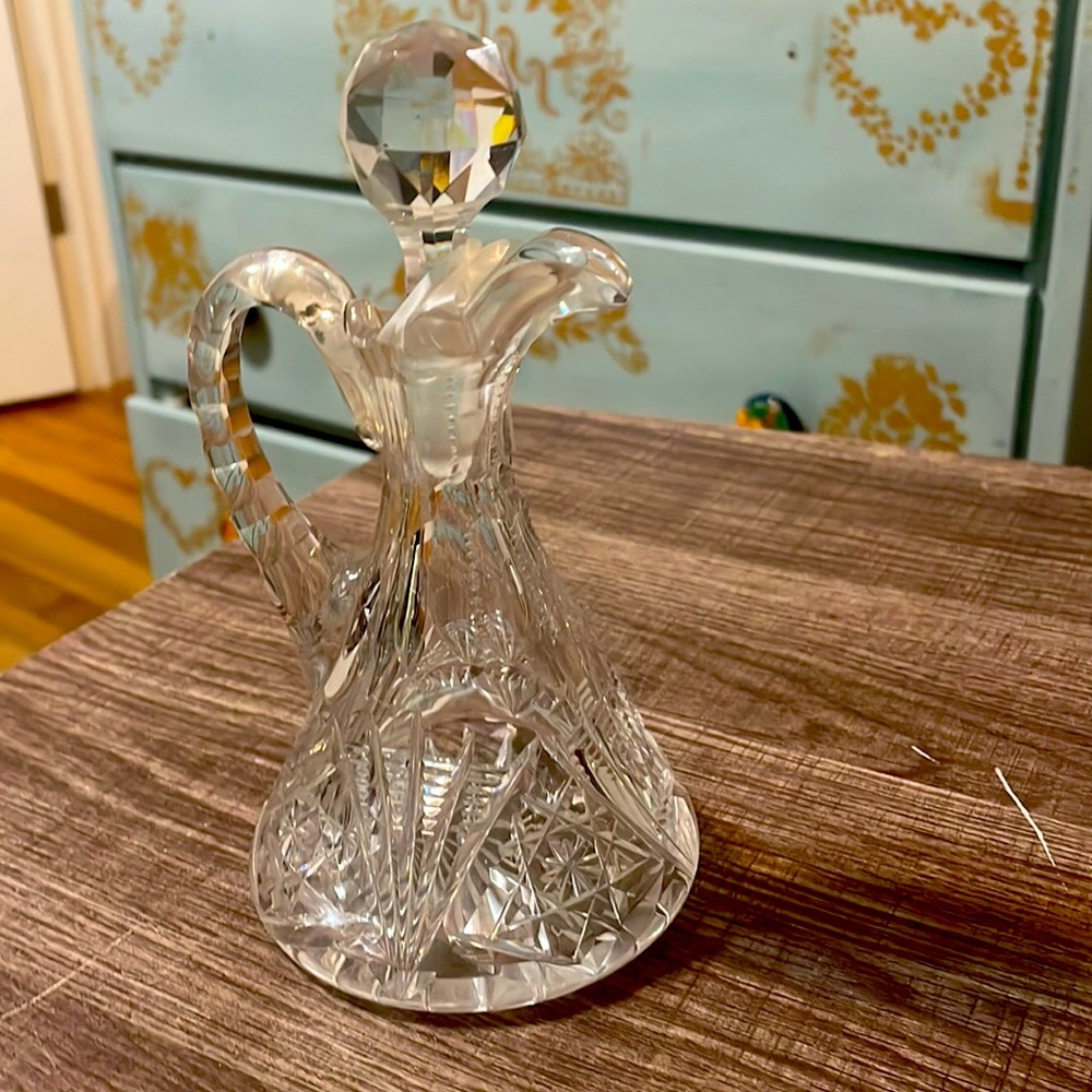 Antique crystal Oil Cruet 7 inches